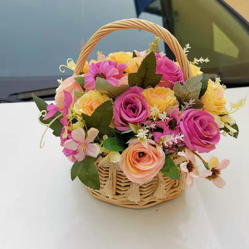 花篮鲜花藤编小花篮编织篮手提干花插花野餐草编花篮子小花篮