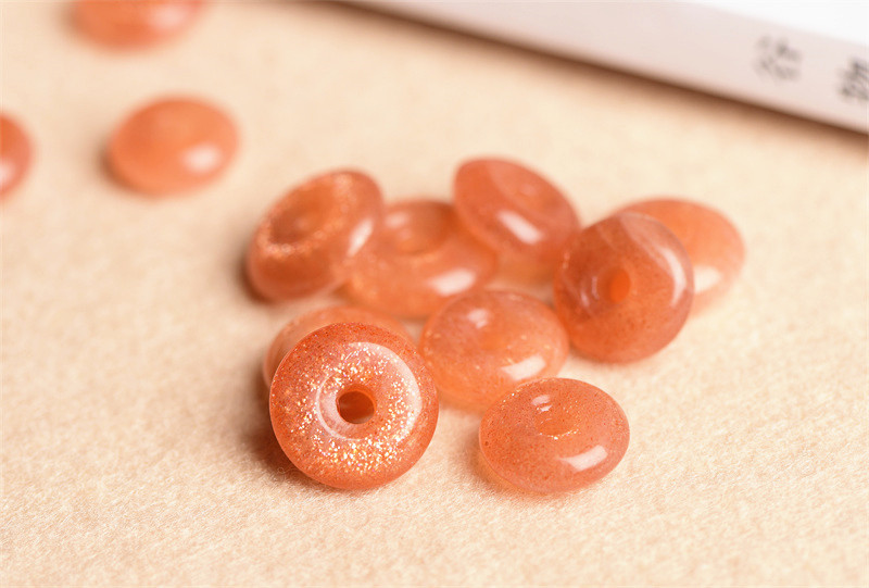 久雅水晶 天然太阳石平安扣坠子 橙色月光石平安扣吊坠 厂家直销