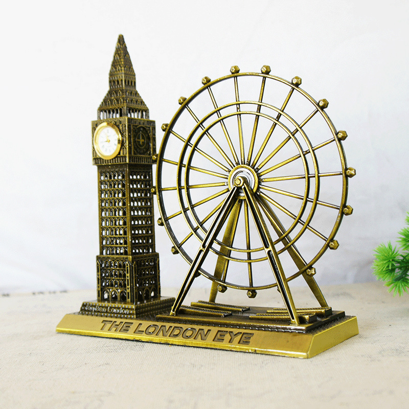 Special Offer British Style Ferris Wheel Big Ben Combination Metal Crafts Model Creative Home Decoration Ornaments