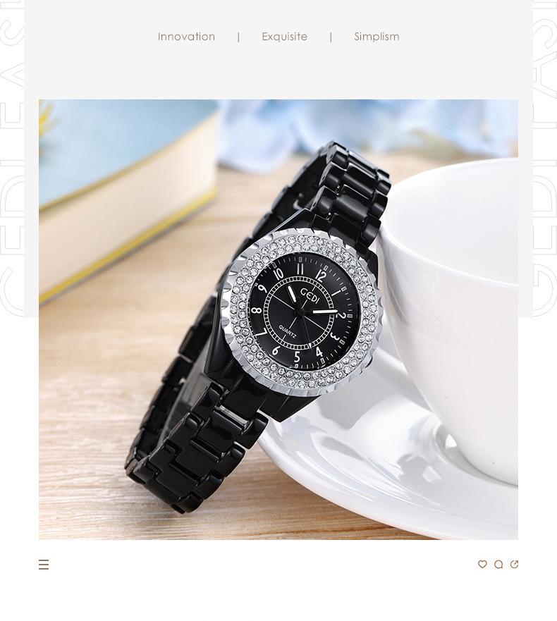 gedi抖音爆款网红情侣手表陶瓷带潮流时尚个性镶钻防水男女表w2b