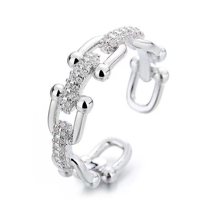 Women's Korean-Style Hollow-out Chain Ring Ins Fashionable Open Special Interest Light Luxury Index Finger Ring All-Matching Graceful High-Grade Ring