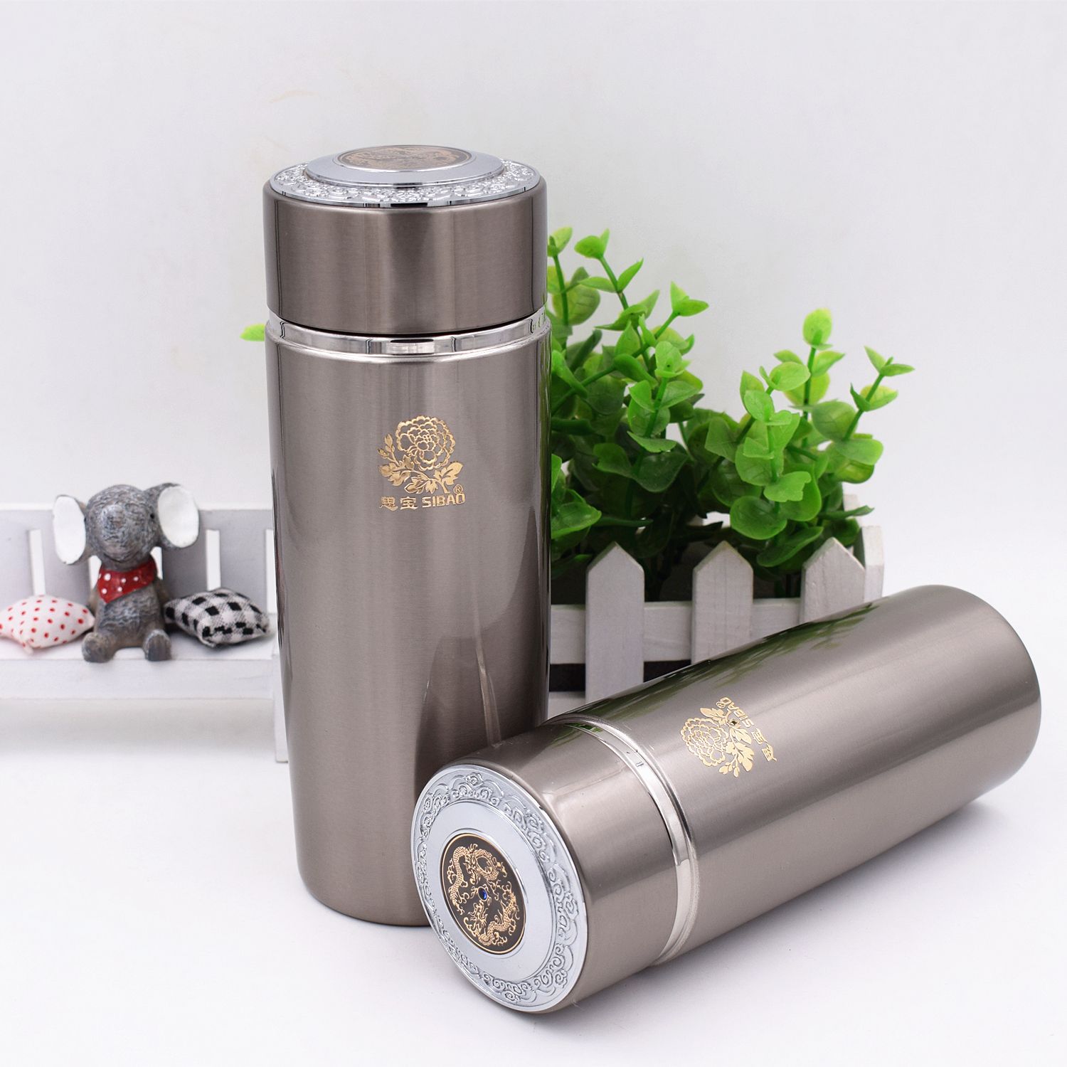 思宝保温杯双龙不绣钢中式商务礼品直身杯男女随身便携真空水杯