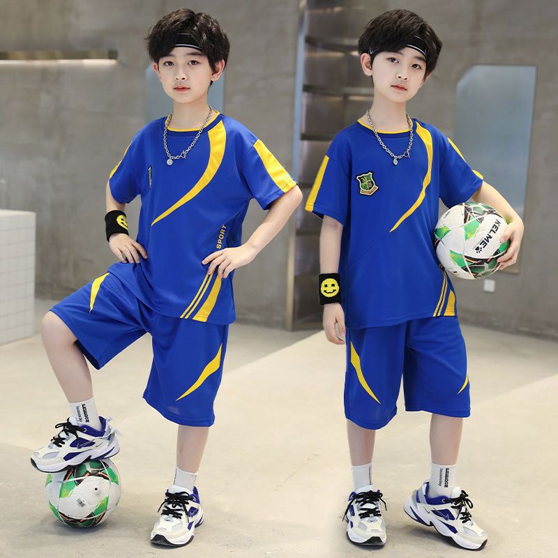 儿童装男童夏装套装帅气中大童足球服夏季男孩速干衣6-12岁运动服