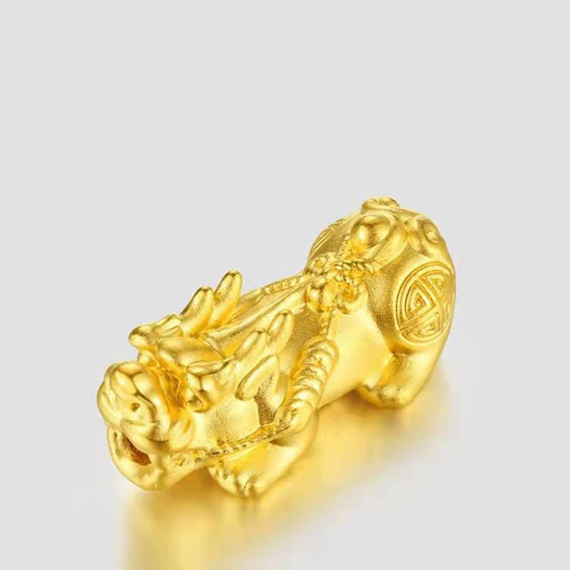 999足金貔貅黄金手链男女吊坠硬皮丘手串招财转运珠貔恘纯金手镯