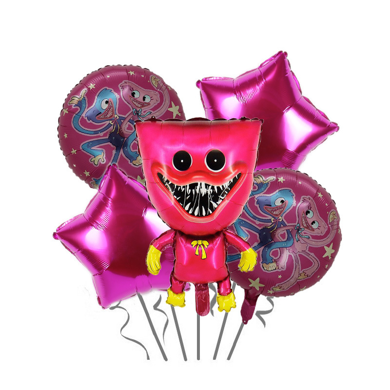 Cartoon Horror Game Aluminum Film Party Decoration Balloon Flat Head Bobbi Playing Game Time Photo Taking Layout Supplies