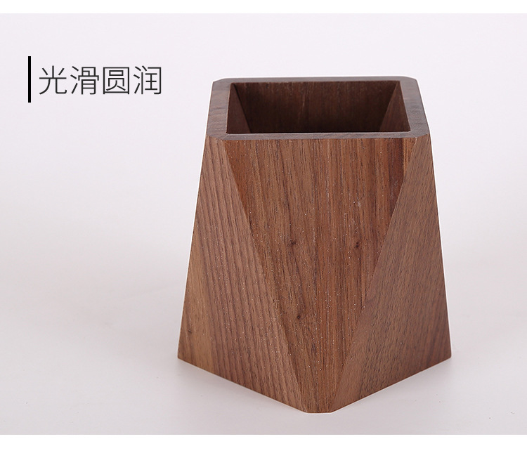 Stationery Solid Wood Pen Holder Storage Box Simple Modern Office Beech Walnut Pen Container Customizable Logo