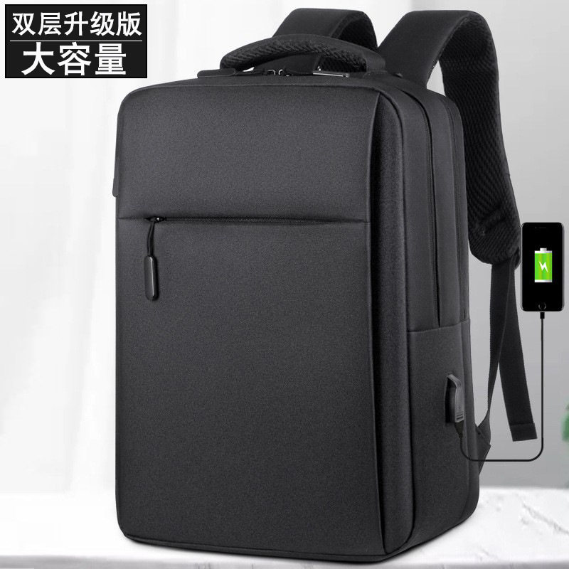 2022 Upgraded Large Capacity Backpack Double-Layer Business Office Backpack College Students Bag Printed Logo