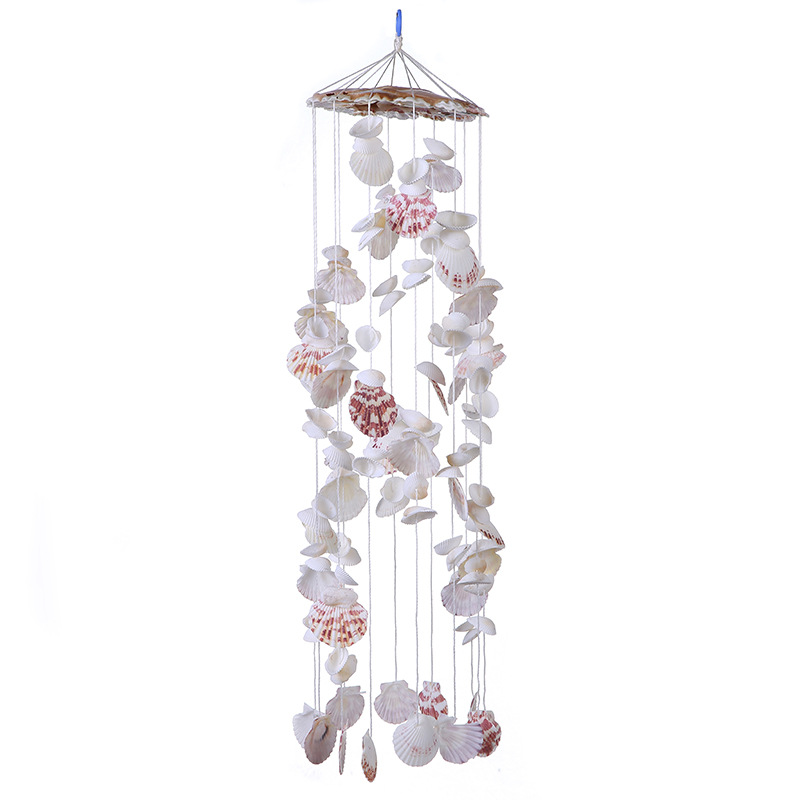 Factory Direct Sales Crafts Natural Marine Shell Double Dragon Wind Chimes Birthday Gift Balcony Room Hanging Door Decoration