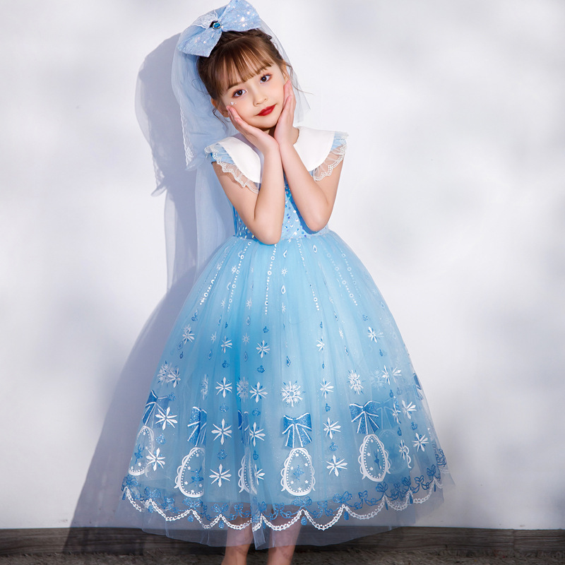 2023 New Girls' Dress Children's Autumn Clothing Princess Elsa Dress Children's Dress Baby Dress One Piece Dropshipping