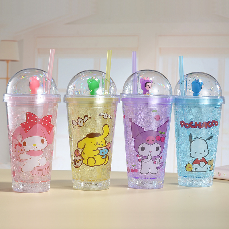 New Creative Cartoon Double-Layer Plastic Cup Good-looking Student Portable Summer Ice Glass Children Gift Cup