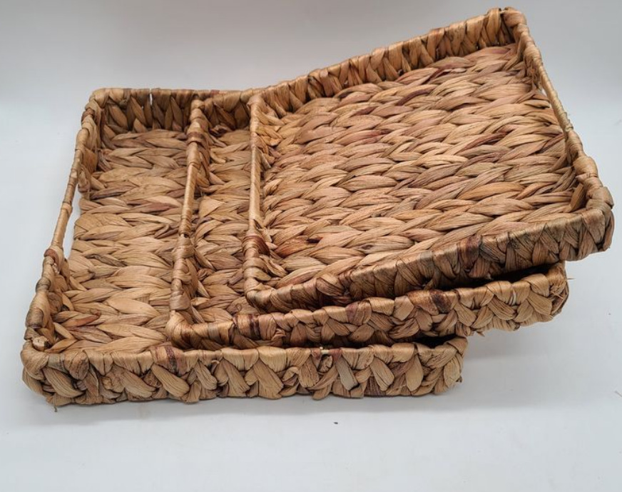 Square Water Hyacinth Woven Storage Basket