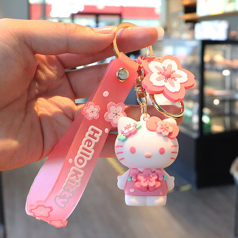 Cartoon Cute Sanrio Cherry Blossom Keychain Melody Clow M Female Cars and Bags Keychain Pendant Gift