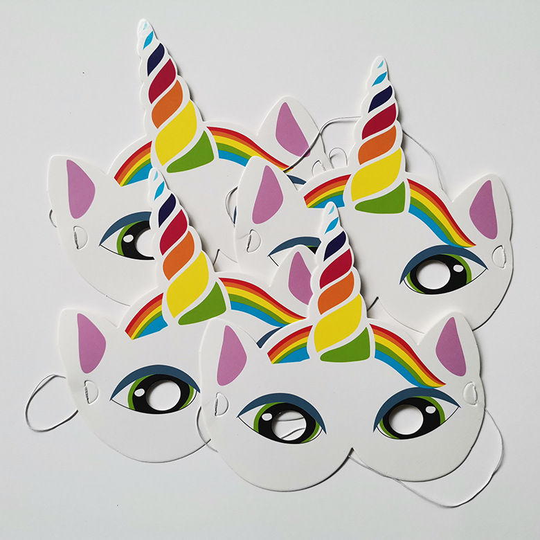 亚马逊彩虹独角兽面具生日派对装扮道具 小马儿童纸面具