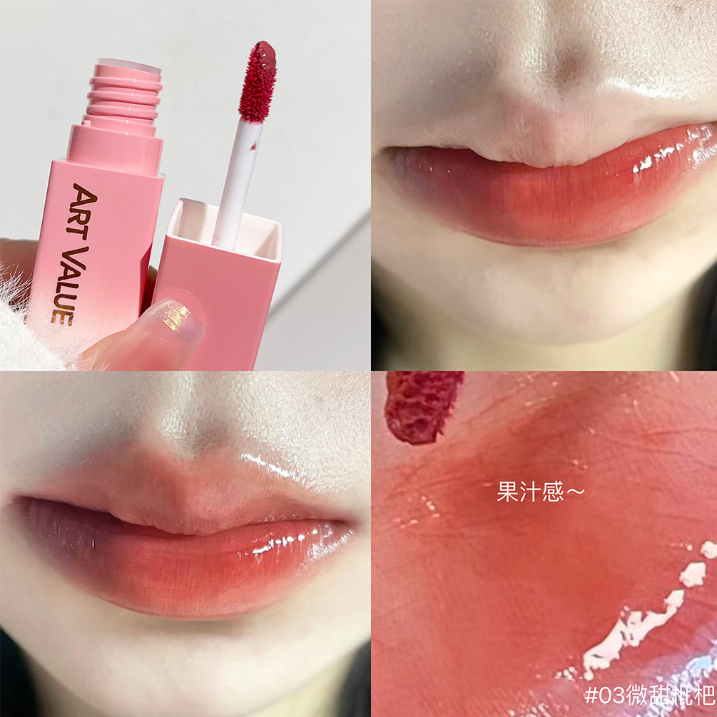 Art Value Moisturizing Mirror Water Light Lip Lacquer 6 Colors White Lipstick Color Color Color Versatile Student Cheap Makeup Cross-Border