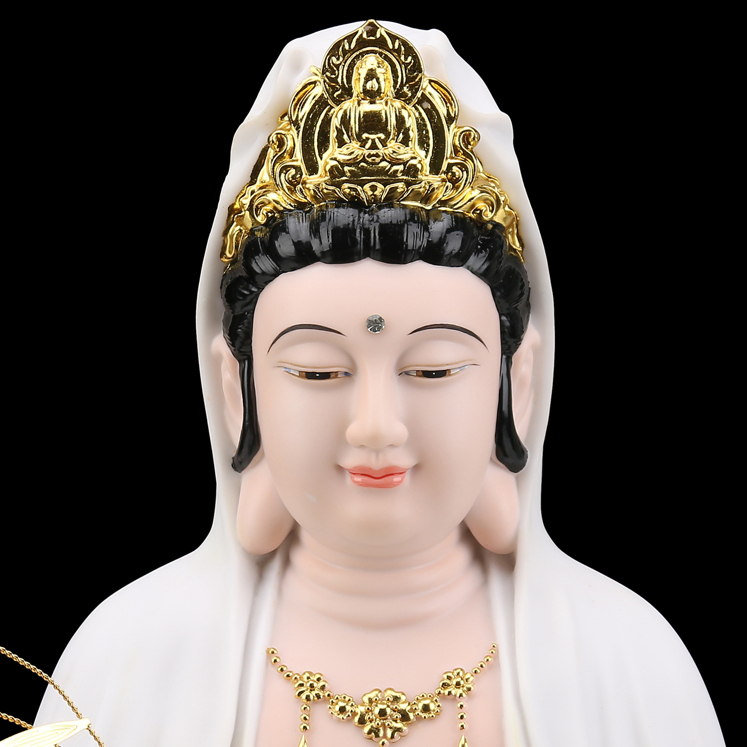 汉白玉观音佛像供奉家用坐莲观世音菩萨陶瓷摆件石雕白衣南海观音