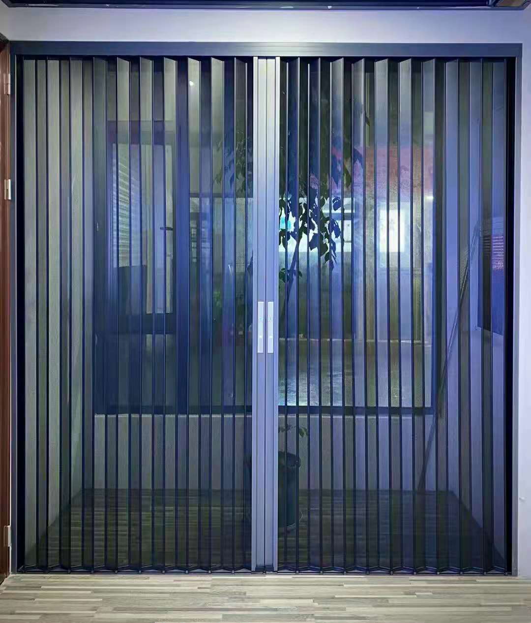 无轨无绳吊轮金刚网隐形折叠带锁纱门防盗防蚊防鼠铝合金推拉纱门