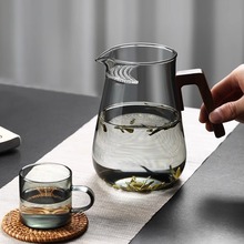 公道杯月牙 把手耐热防烫茶壶过滤一体玻璃 大容量绿茶分茶器茶泡
