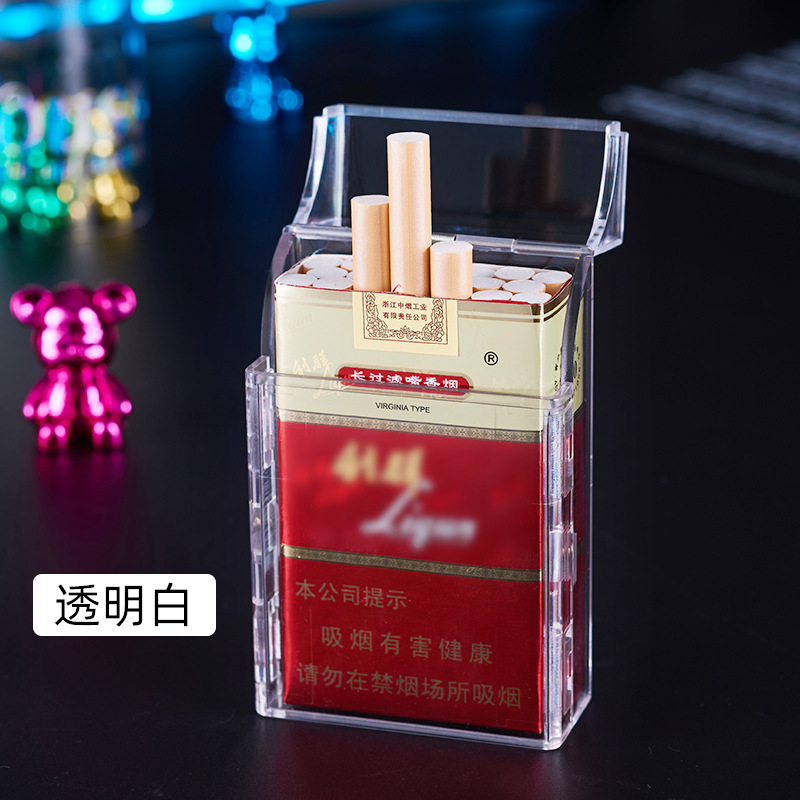 New Transparent Cigarette Case 20 PCs Thick Cigarette Case Large Capacity Transparent Flip Cigarette Case Men's Gift TikTok Hot Sale