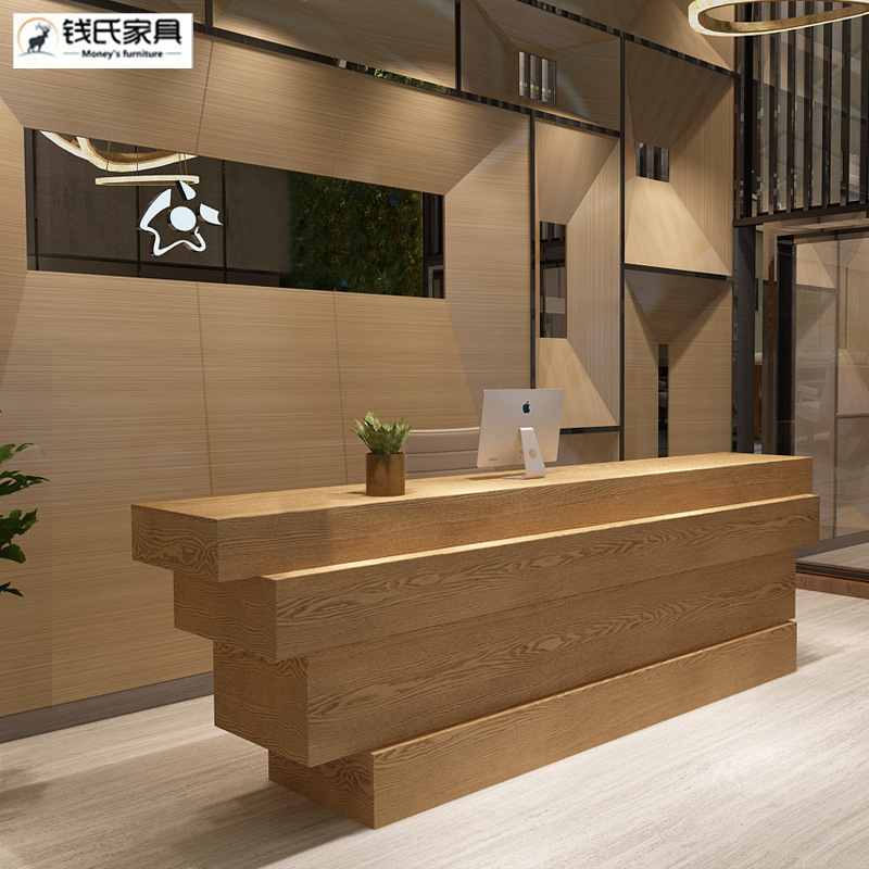 工业风复古服装店理发店收银台转角柜台吧台桌创意前台接待台简约