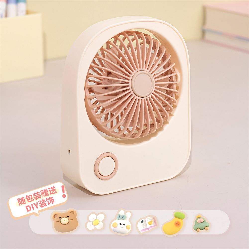 New Desktop Small Fan Usb Rechargeable Portable Student Cute Diy Patch Girl Heart Mini Desktop Electric Fan