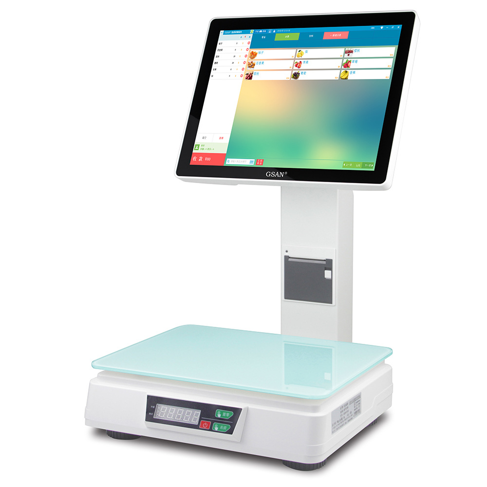 收银机一体秤水果蔬菜店麻辣烫冒菜生鲜超市便利店称重收银一体机