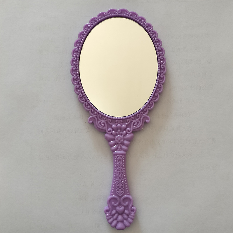 HD Plastic Handle Mirror Korean Retro Pattern Beauty Salon Portable Portable Princess Handheld Mirror Wholesale