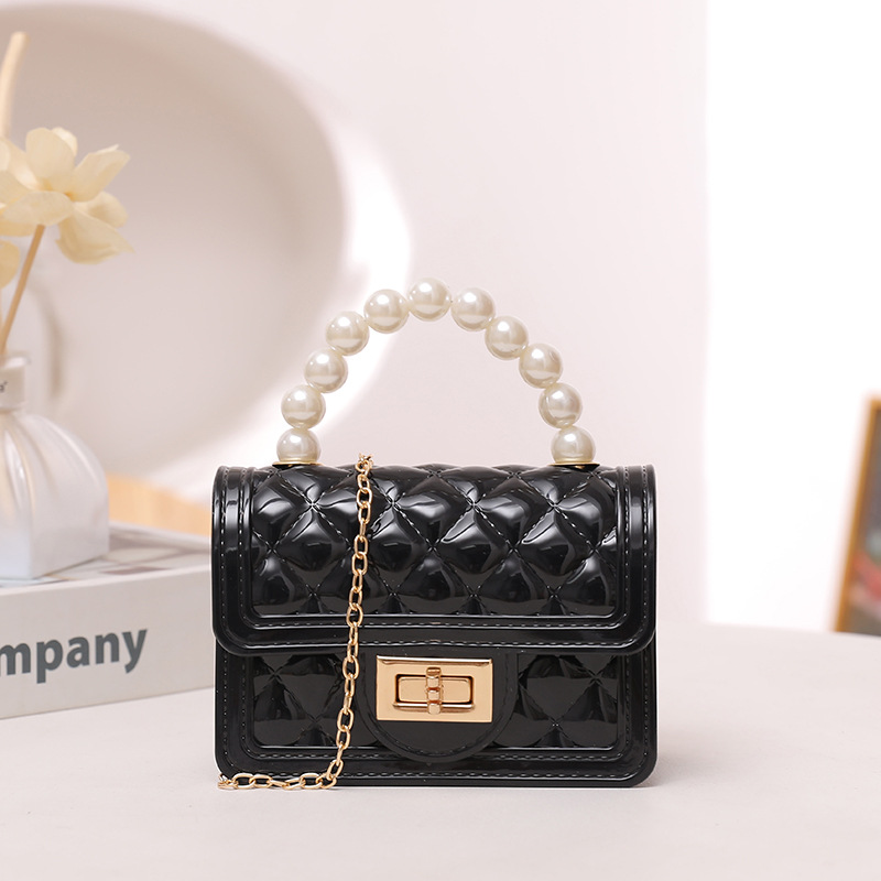 2023 Spring and Autumn Candy Color Pearl Clutch Mini Silicone Gel Bag Diamond Chain One Shoulder Crossbody Bag