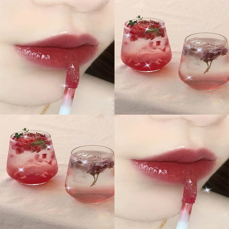 Cute Bear Mirror Lip Lacquer Water Light Moisturizing Full Lips Daimanpu Cute Bear Lip Mud Nude Color Rotten Tomato