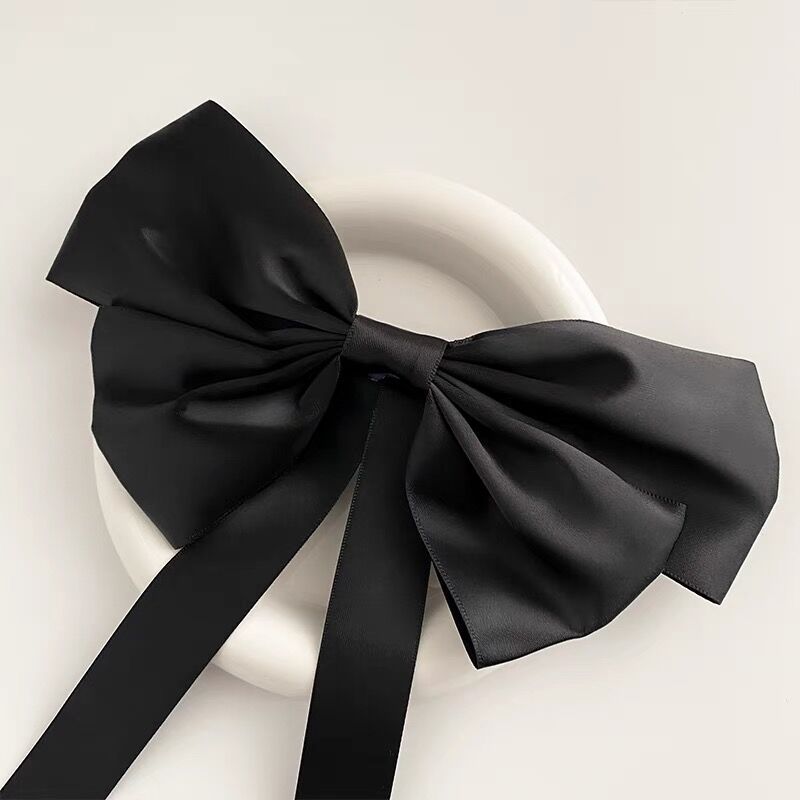 新款个性复古黑色缎带蝴蝶结发夹法式气质新娘头饰写真造型配饰品