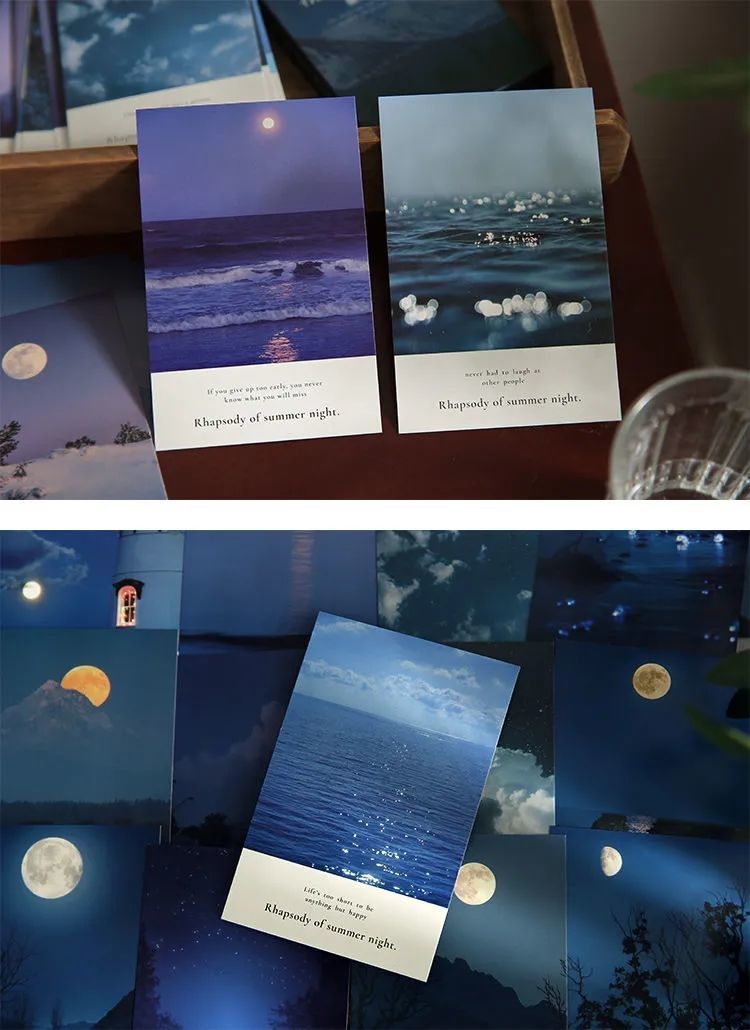 盐系文艺风ins风明信片贺卡卡片月升王国手账装饰素材卡毕业礼物