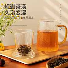 雅集茶具玻璃杯个人茶水分离水杯泡茶杯带把手过滤办公室家用