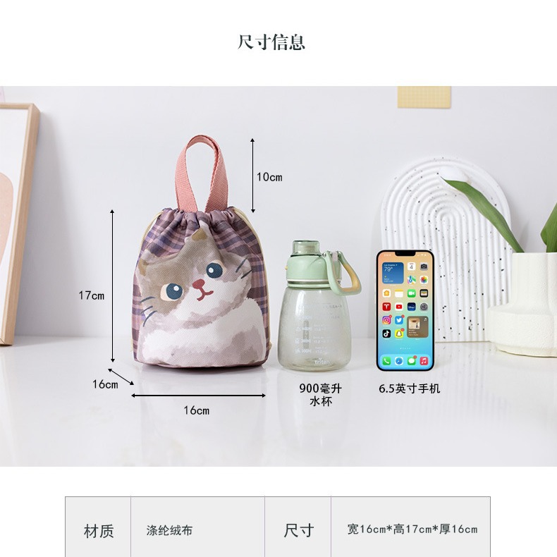 2024 Spring New Handbag Women Bucket Bag Cute Cartoon Coin Mom out Hand Carrying Lunch Box Bag Small Cloth Bag