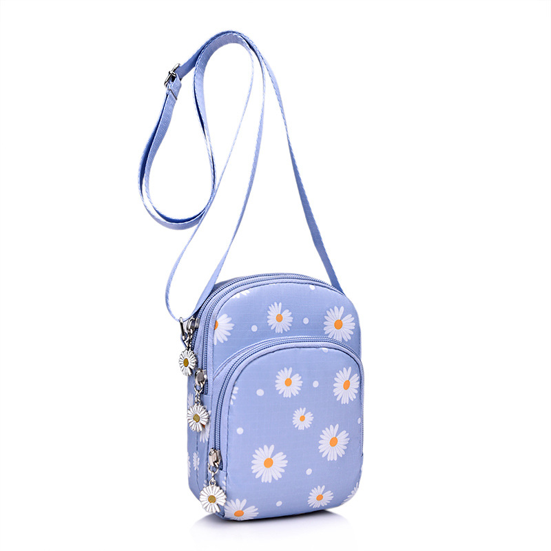 Three-Layer Oxford Cloth Waterproof Women's Crossbody All-Matching Mini Phone Bag Multi-Layer Summer Canvas Shoulder Bag