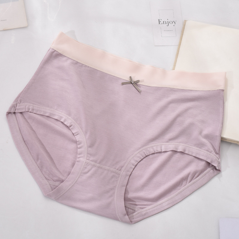 Factory Direct Sales Modal Mid-Waist Underwear Women's Large Size Plump Girls Youth Summer Thin Seamless Edge Briefs Head