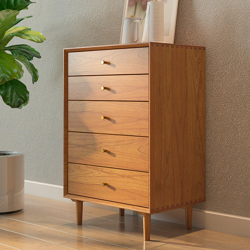 北欧实木五斗柜小户型家用多层收纳储物柜卧室靠墙边柜简约置物柜