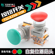 天正电气蘑菇头自复位按钮开关TGLA39B(TGLA38)-11M红绿点动22MM