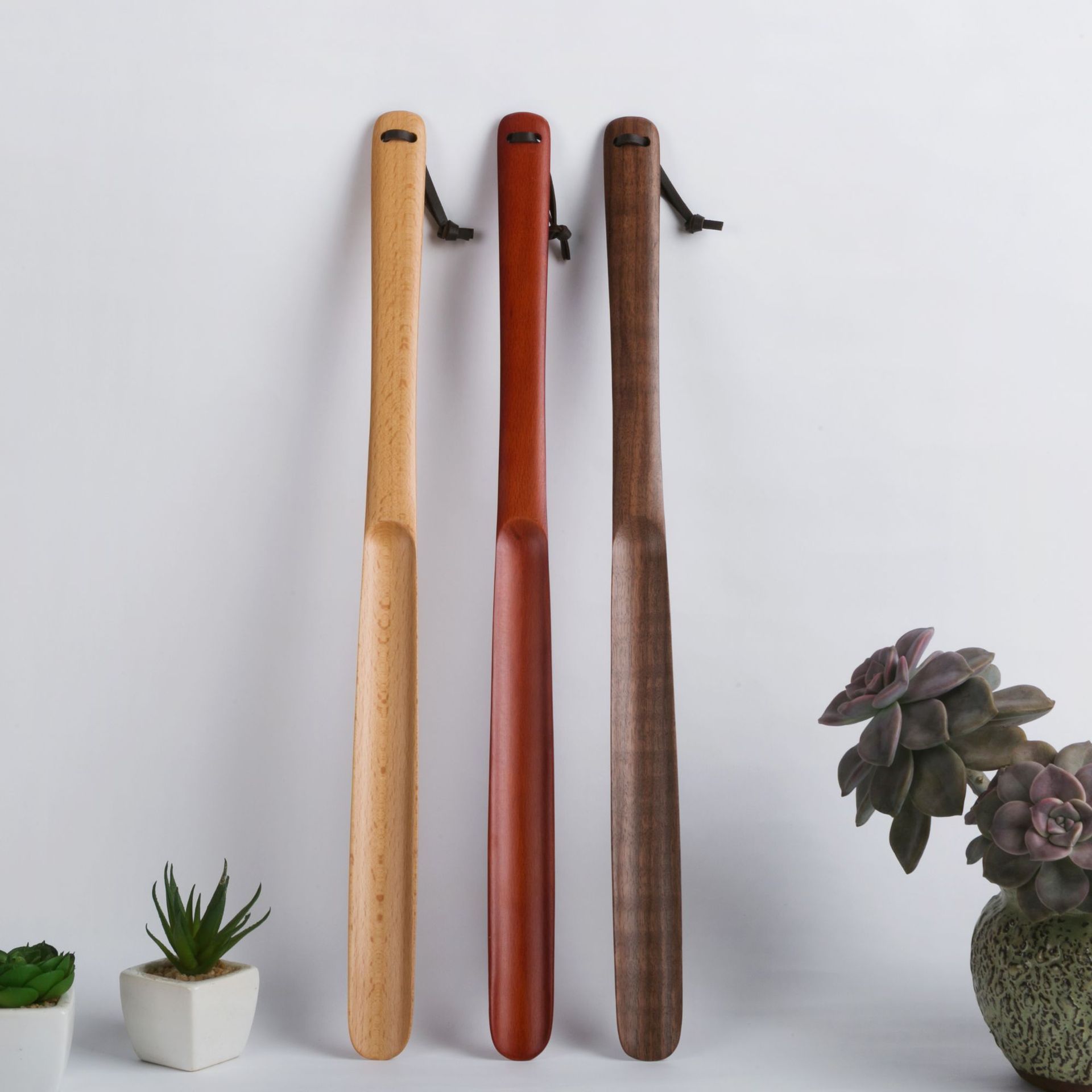 黑胡桃木50cm木鞋拨子家用穿鞋棒 长柄鞋把子鞋抽小鞋拔子提鞋器