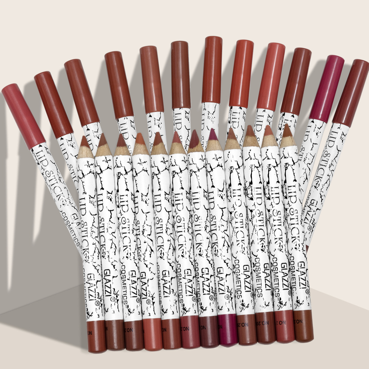 Glazzi Lipstick Pen + Lip Liner Combination Set Matte Finish Lipstick Pen Lip Pencil 12 Colors