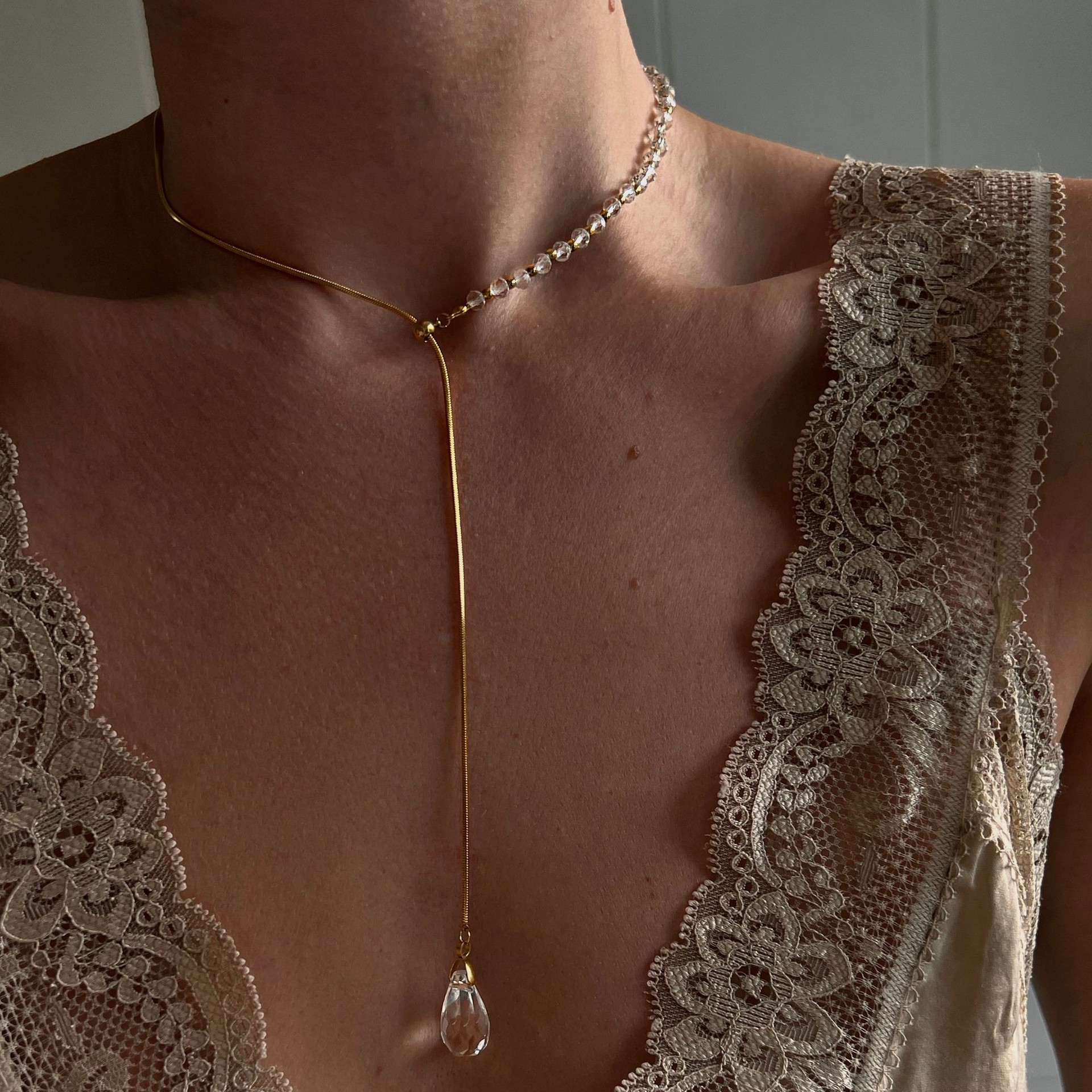 欧美跨境水晶吊坠项链爱心黑绳项链复古文艺巴洛克风项链-阿里巴巴