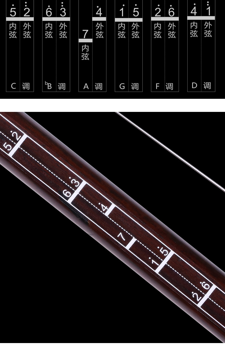 二胡音指法贴音位贴音准把位表音位图儿童/成年款新手二胡音名贴