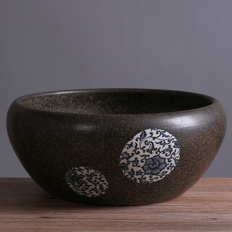 陶瓷鱼缸造景客厅小型乌龟缸圆形睡莲盆缸金鱼缸莲花盆缸荷花盆缸