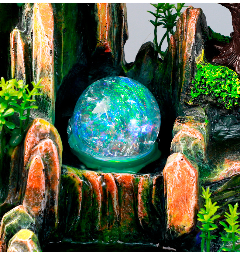 古法养鱼鱼缸客厅家用循环流水瀑布带氧气的生态造景迷你桌面摆件