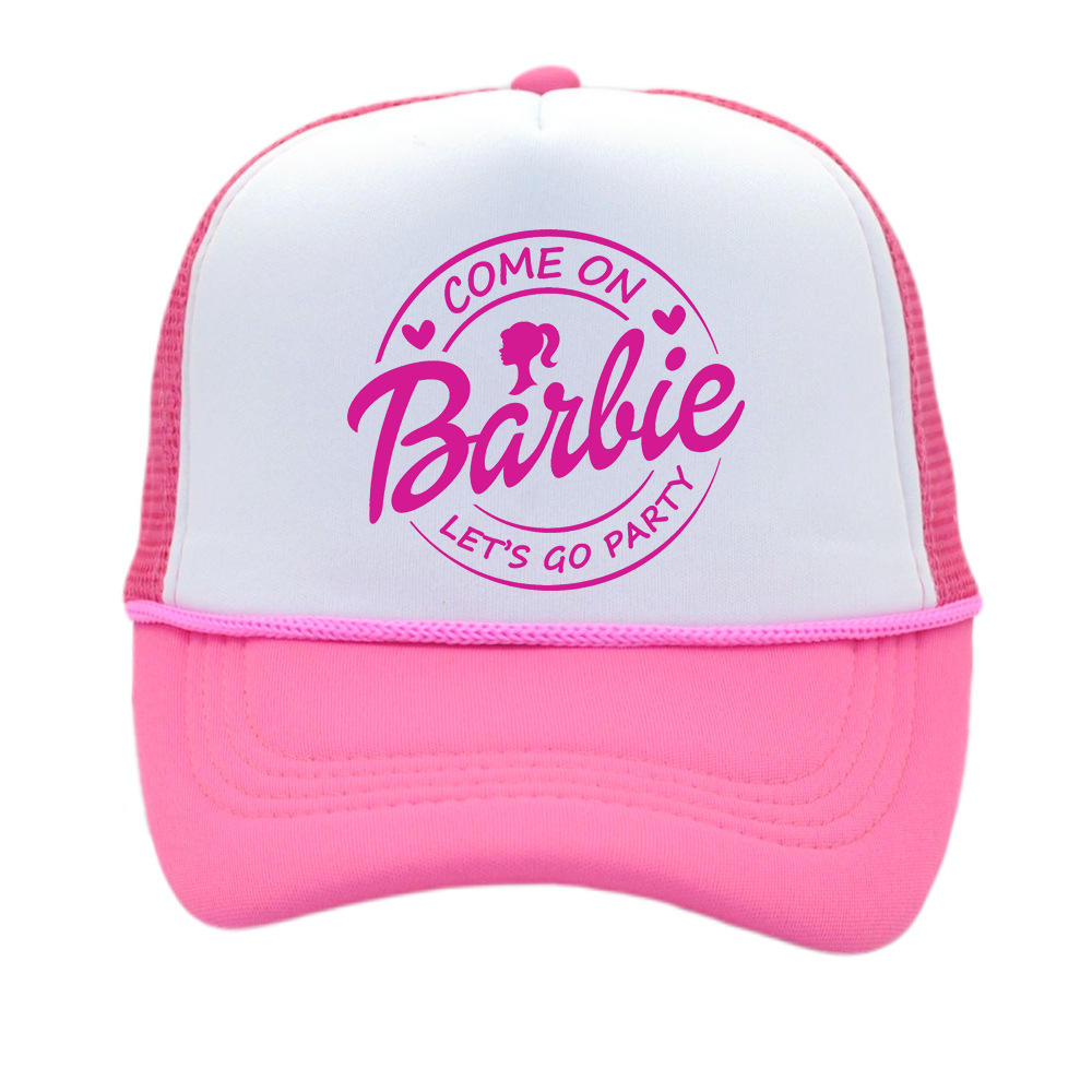 Cross-Border Barbie Pink Parent-Child Baseball Cap Summer Beach Female Sun Hat Girlfriends Party Sponge Mesh Hat Wholesale