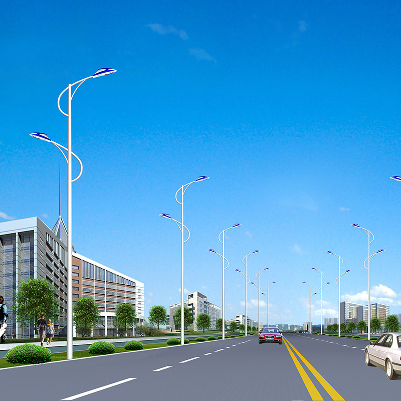 厂商批发双臂市电路灯道路照明灯双头路灯6米7米60w中杆路灯