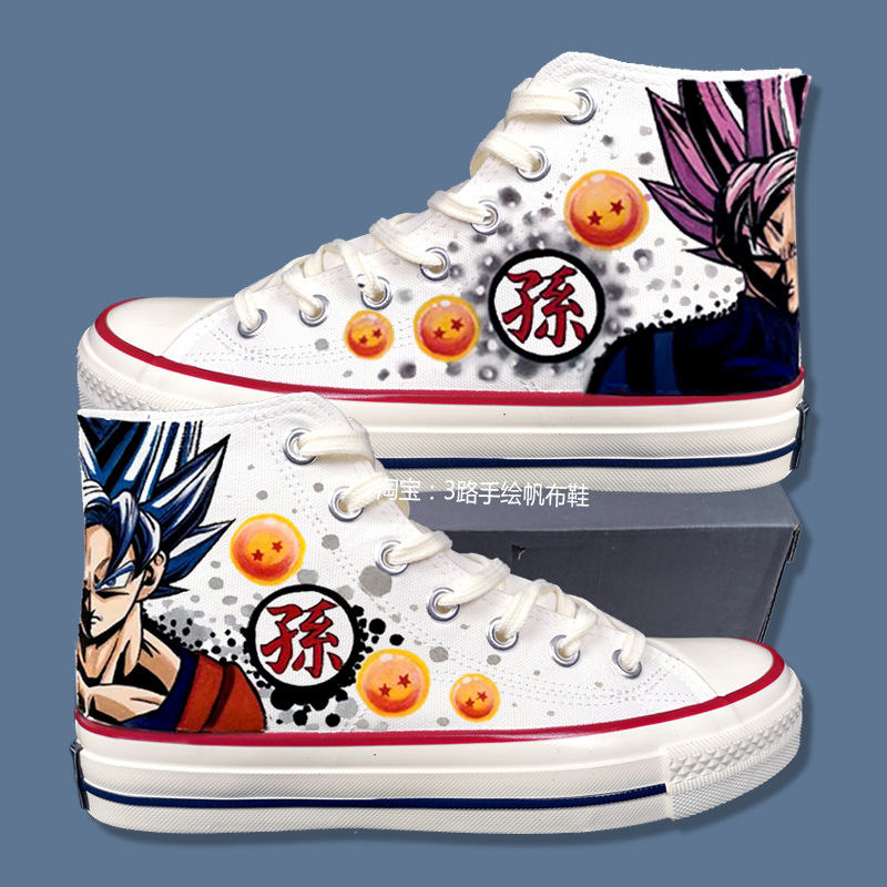 七龙珠手绘帆布鞋男1970s新款高帮悟空潮流百搭休闲单鞋女diy