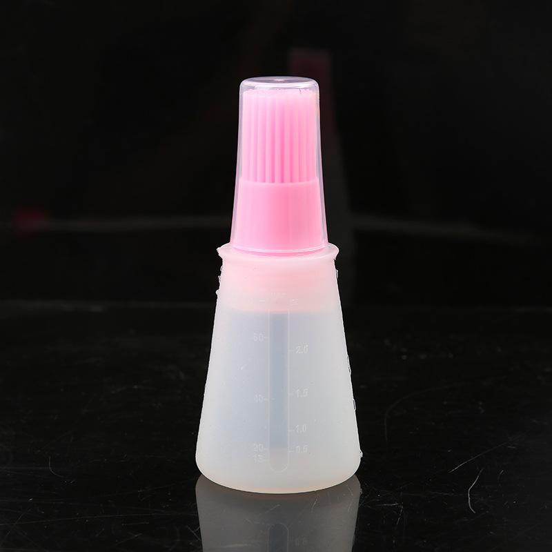 Silicone Canned Oil Brush Silicone Bottle Brush with Lid Barbecue Brush with Scale Kitchen Gadget Factory Direct Supply Wholesale