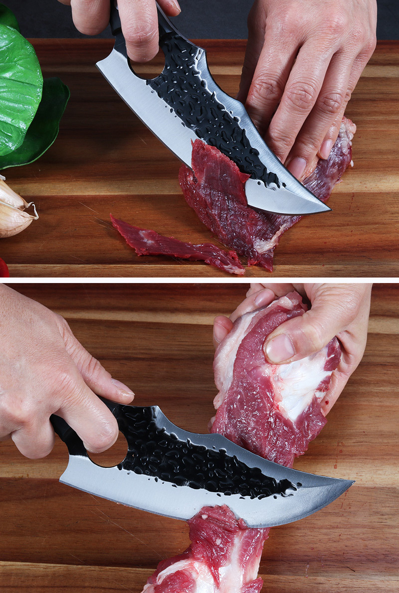 现货6寸锻打特快剥皮割肉尖刀锤纹分割剔骨刀猪牛羊屠宰专用工具