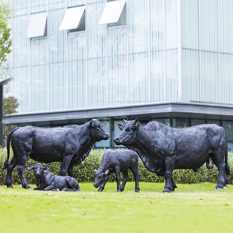 大型玻璃钢仿真黑牛雕塑户外农牧场牛肉火锅店园林景观装饰品摆件