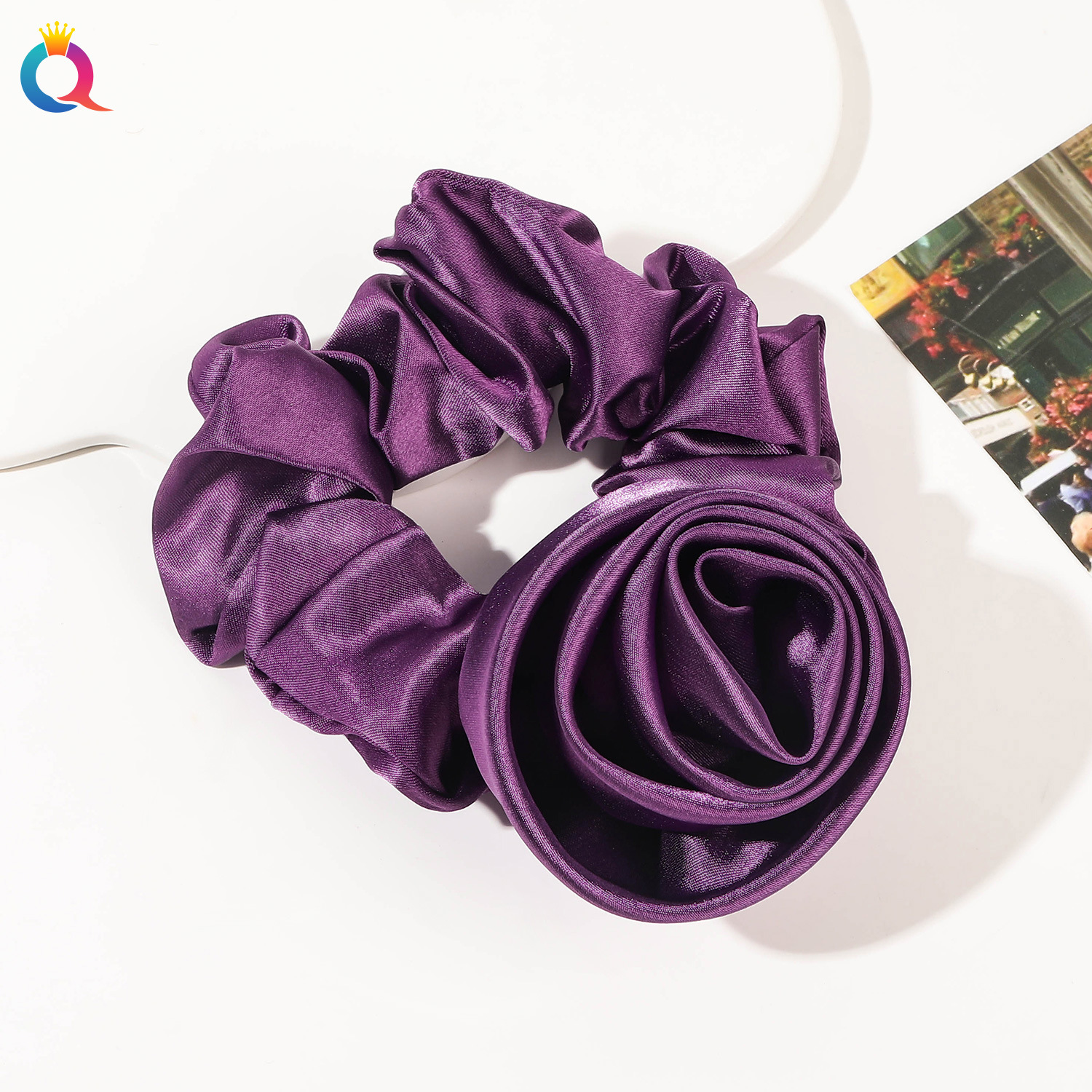 Classic Style Flower Large Intestine Hair Ring Rose Satin Rubber Headband Head Rope Hair Rope Hair Accessories Wholesale