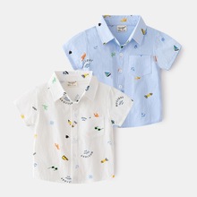 男童衬衫夏卡通短袖夏季2022韩版宝宝洋气潮流小童衬衣新款上衣